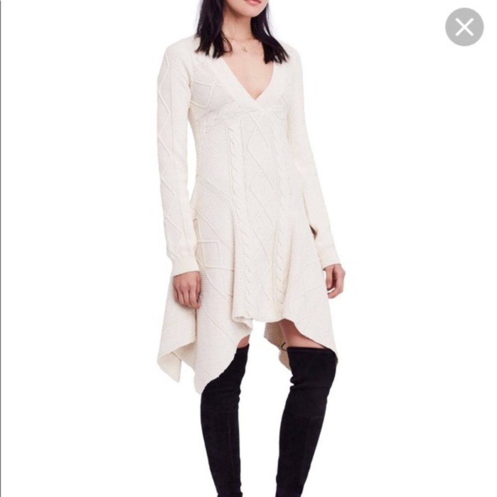 Free People Cable & Castle Cream Sweater Dress small